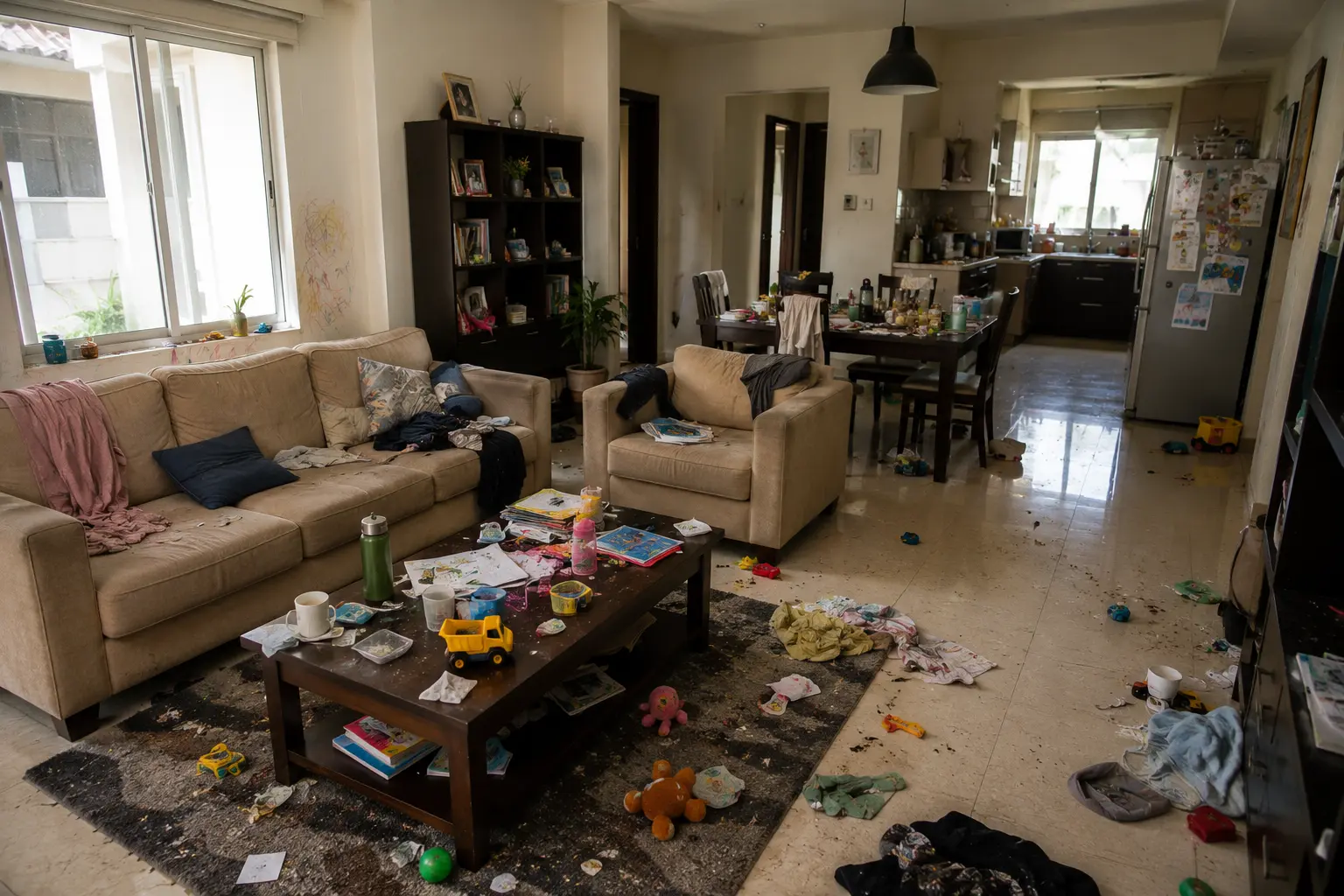 Untidy home before cleaning